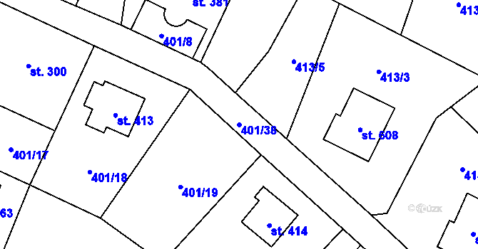 Parcela st. 401/38 v KÚ Kokonín, Katastrální mapa