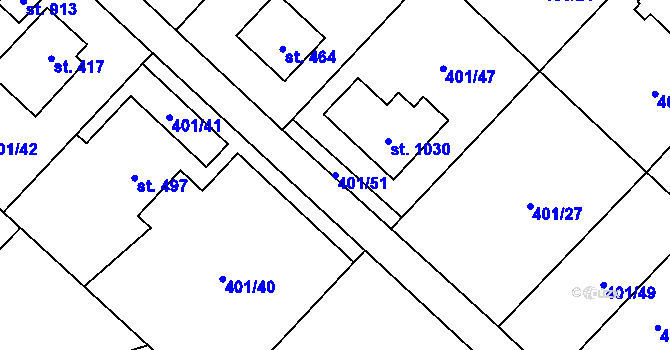 Parcela st. 401/51 v KÚ Kokonín, Katastrální mapa