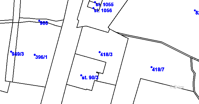Parcela st. 418/3 v KÚ Kokonín, Katastrální mapa