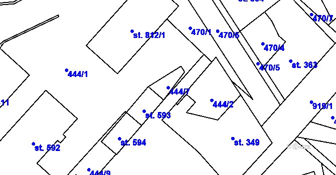 Parcela st. 444/7 v KÚ Kokonín, Katastrální mapa