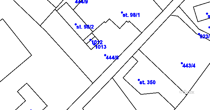 Parcela st. 444/8 v KÚ Kokonín, Katastrální mapa