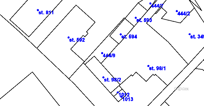Parcela st. 444/9 v KÚ Kokonín, Katastrální mapa