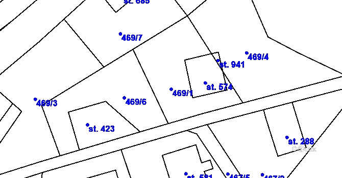 Parcela st. 469/1 v KÚ Kokonín, Katastrální mapa