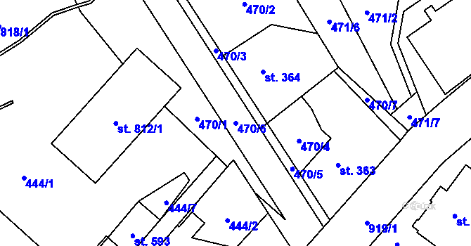 Parcela st. 470/6 v KÚ Kokonín, Katastrální mapa