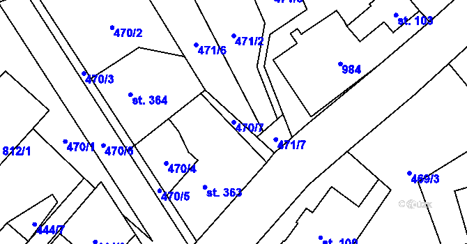 Parcela st. 470/7 v KÚ Kokonín, Katastrální mapa