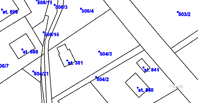 Parcela st. 504/3 v KÚ Kokonín, Katastrální mapa