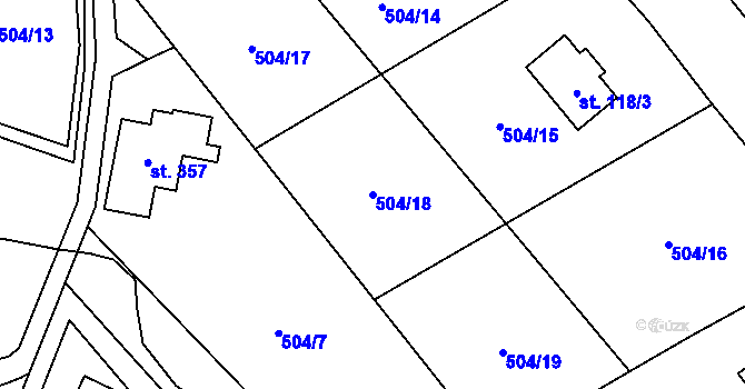 Parcela st. 504/18 v KÚ Kokonín, Katastrální mapa