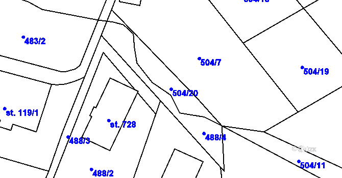 Parcela st. 504/20 v KÚ Kokonín, Katastrální mapa