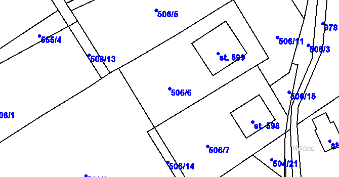 Parcela st. 506/6 v KÚ Kokonín, Katastrální mapa