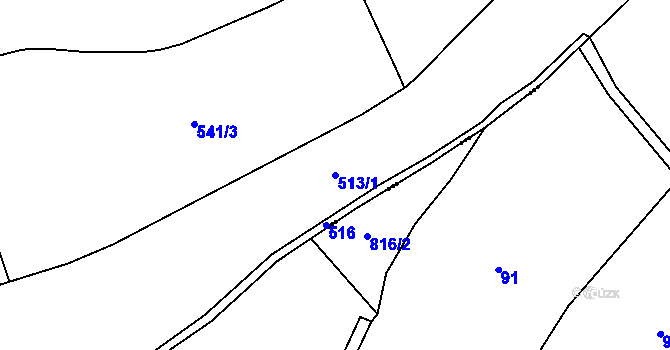 Parcela st. 513/1 v KÚ Kokonín, Katastrální mapa