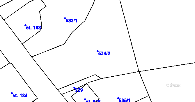 Parcela st. 534/2 v KÚ Kokonín, Katastrální mapa