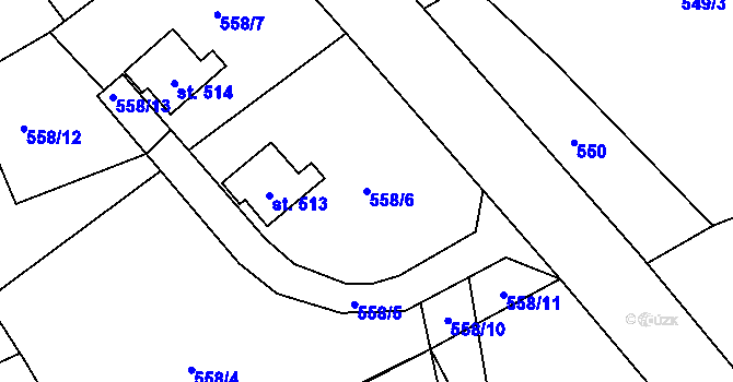 Parcela st. 558/6 v KÚ Kokonín, Katastrální mapa