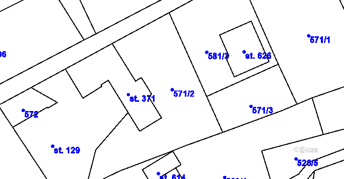 Parcela st. 571/2 v KÚ Kokonín, Katastrální mapa