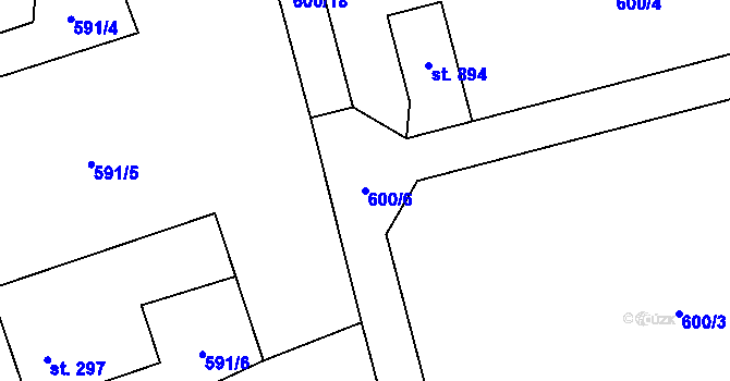 Parcela st. 600/6 v KÚ Kokonín, Katastrální mapa