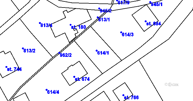 Parcela st. 614/1 v KÚ Kokonín, Katastrální mapa