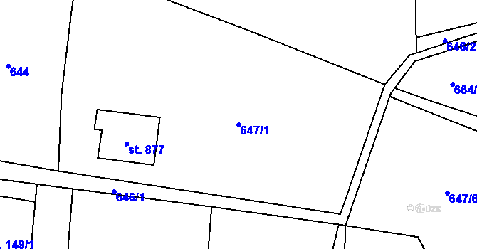 Parcela st. 647/1 v KÚ Kokonín, Katastrální mapa