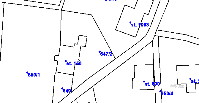 Parcela st. 647/2 v KÚ Kokonín, Katastrální mapa