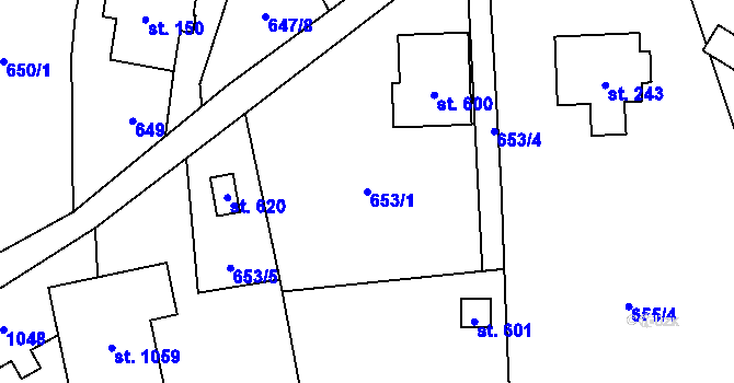 Parcela st. 653/1 v KÚ Kokonín, Katastrální mapa