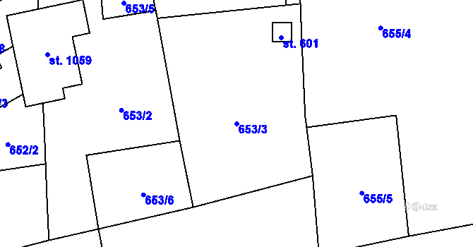 Parcela st. 653/3 v KÚ Kokonín, Katastrální mapa