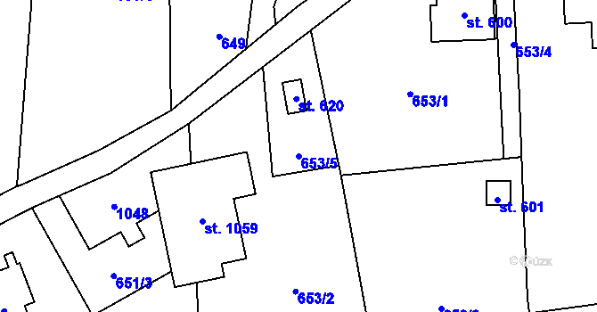 Parcela st. 653/5 v KÚ Kokonín, Katastrální mapa