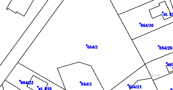 Parcela st. 664/2 v KÚ Kokonín, Katastrální mapa