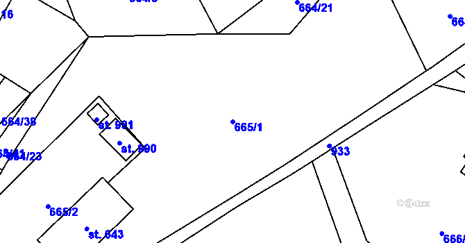 Parcela st. 665/1 v KÚ Kokonín, Katastrální mapa