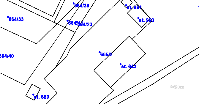 Parcela st. 665/2 v KÚ Kokonín, Katastrální mapa