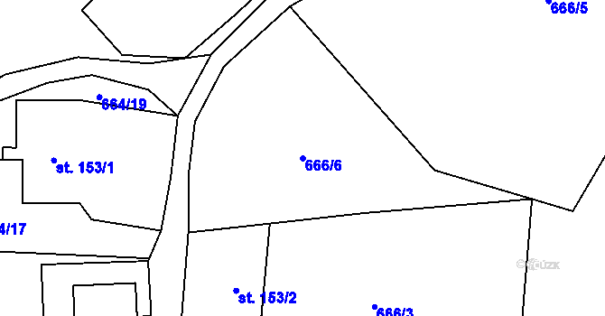Parcela st. 666/6 v KÚ Kokonín, Katastrální mapa