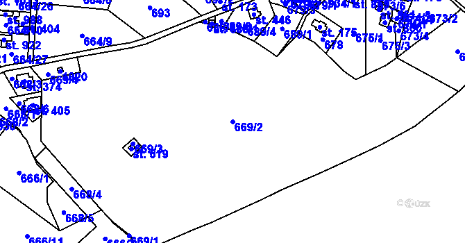 Parcela st. 669/2 v KÚ Kokonín, Katastrální mapa