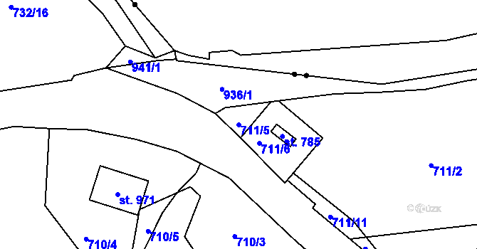 Parcela st. 711/5 v KÚ Kokonín, Katastrální mapa