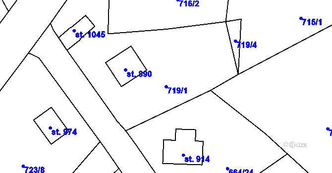 Parcela st. 719/1 v KÚ Kokonín, Katastrální mapa