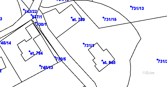 Parcela st. 731/1 v KÚ Kokonín, Katastrální mapa