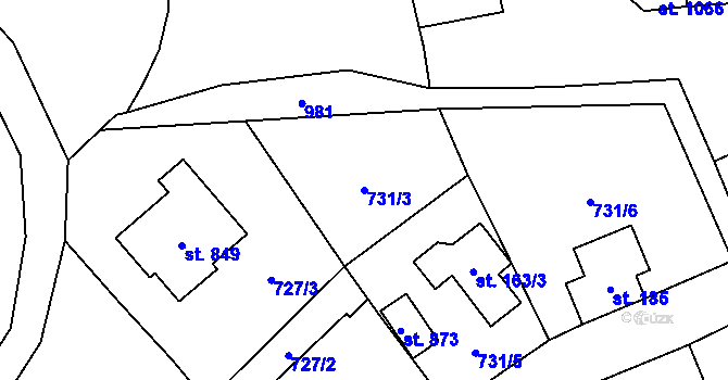 Parcela st. 731/3 v KÚ Kokonín, Katastrální mapa