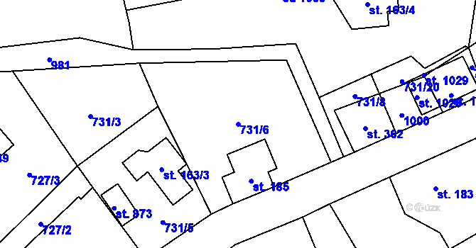 Parcela st. 731/6 v KÚ Kokonín, Katastrální mapa