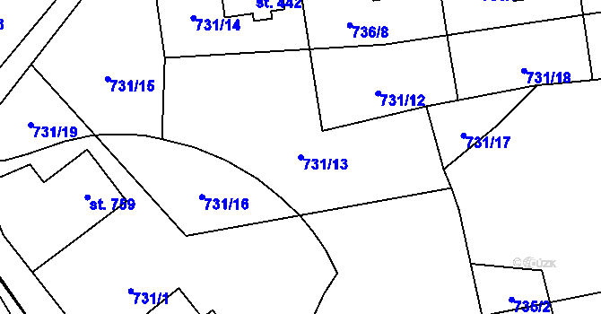 Parcela st. 731/13 v KÚ Kokonín, Katastrální mapa