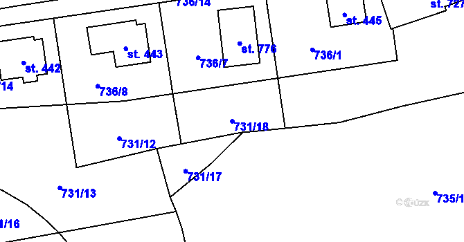 Parcela st. 731/18 v KÚ Kokonín, Katastrální mapa