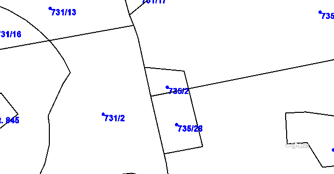 Parcela st. 735/2 v KÚ Kokonín, Katastrální mapa