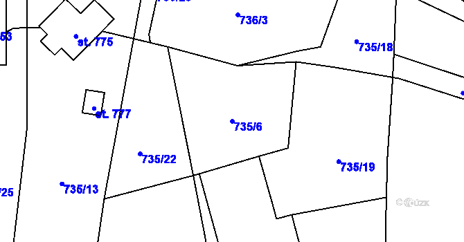 Parcela st. 735/6 v KÚ Kokonín, Katastrální mapa