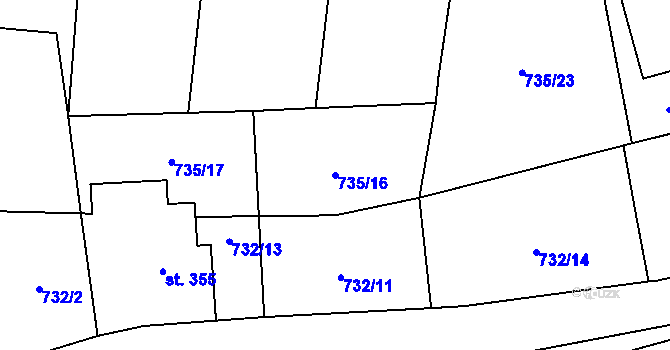 Parcela st. 735/16 v KÚ Kokonín, Katastrální mapa