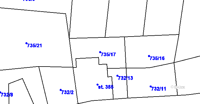Parcela st. 735/17 v KÚ Kokonín, Katastrální mapa