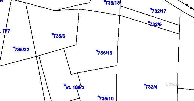 Parcela st. 735/19 v KÚ Kokonín, Katastrální mapa