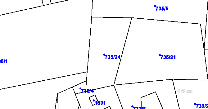 Parcela st. 735/24 v KÚ Kokonín, Katastrální mapa