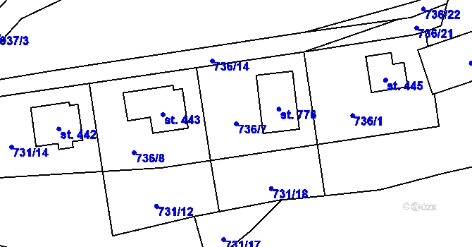 Parcela st. 736/7 v KÚ Kokonín, Katastrální mapa