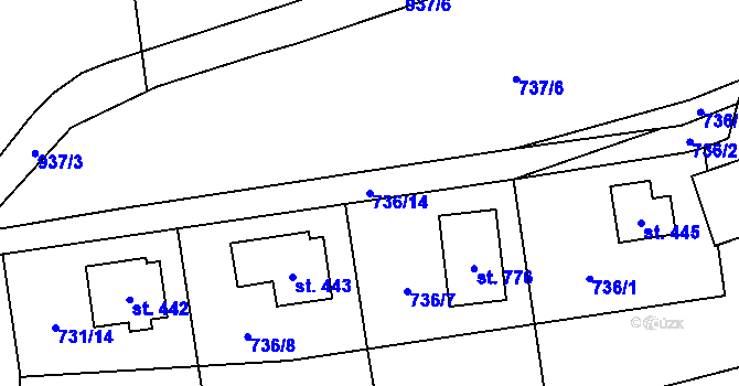 Parcela st. 736/14 v KÚ Kokonín, Katastrální mapa