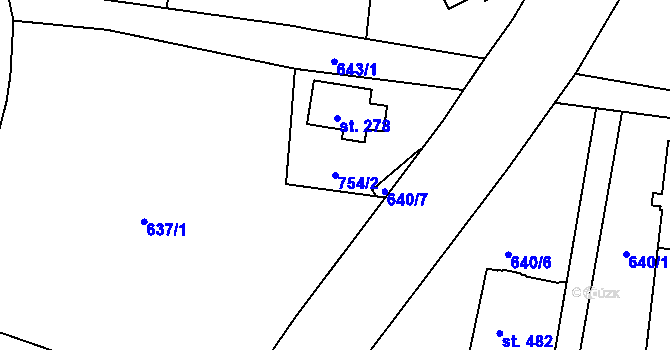 Parcela st. 754/2 v KÚ Kokonín, Katastrální mapa