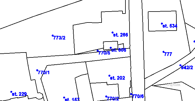 Parcela st. 770/5 v KÚ Kokonín, Katastrální mapa