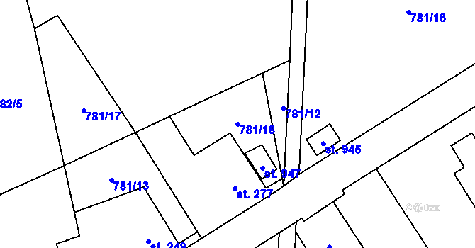 Parcela st. 781/18 v KÚ Kokonín, Katastrální mapa