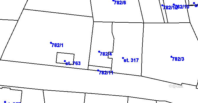Parcela st. 782/4 v KÚ Kokonín, Katastrální mapa