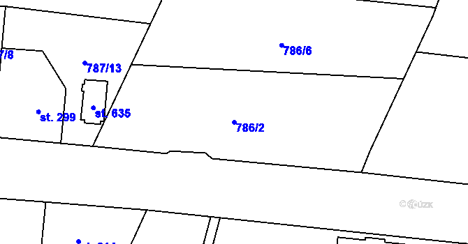 Parcela st. 786/2 v KÚ Kokonín, Katastrální mapa