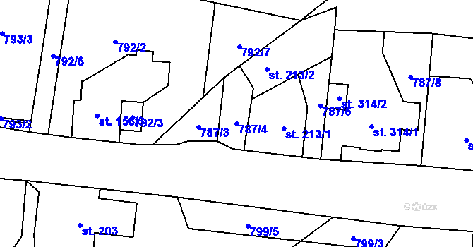 Parcela st. 787/4 v KÚ Kokonín, Katastrální mapa